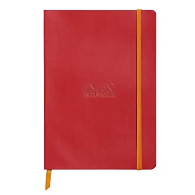 Immagine di Rhodia 117463C Taccuino morbido Rhodiarama, A5 (14,8x21 cm), 160 pagine, Dots, carta Clairefontaine avorio 90 g/m², segnalibro, chiusura con elastico, copertina in similpelle rosso papavero