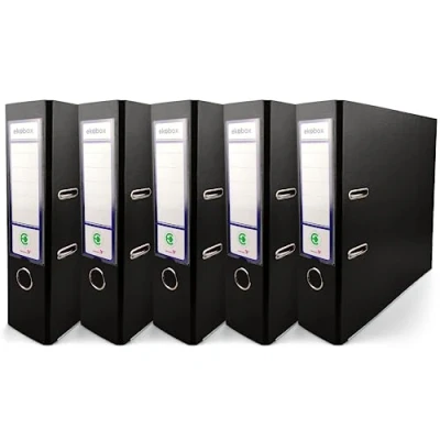 Immagine di Netuno 5x raccoglitore a leva a4 nero registratore dorso 8 cm con 2 anelli classificatore documenti grande faldone ad dossier ufficio archiviazione cartella archivio