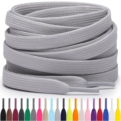 Immagine di Miscly Lacci Piatti per Scarpe Sportive, Disponibili in Varie Lunghezze e Colori (Grigio Chiaro, 91 cm)