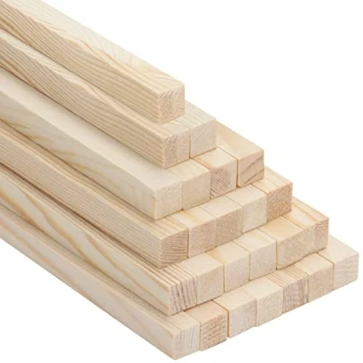 Immagine di Belle Vous Baton Bastone in legno quadrato naturale (set di 25) per attività creative, 12,6 13,2 mm e 30 cm, asta grezzo, resistente, extra lunga, arti plastica, fai da te,