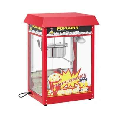 Immagine di Royal Catering RCPS 16E.3 2F Macchina per popcorn in stile retrò, 195/235 C, 2 temperature dolci e salati, colore rosso