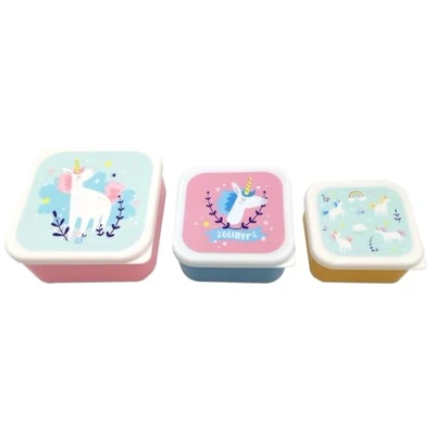Immagine di Puckator Unicorn Magic, set di 3 contenitori per il pranzo e snack, S/M/L, con scomparti multipli, piccoli alimenti, adulti bambini, bambini bambine, preparare cibo