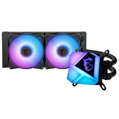 Immagine di MSI MAG CORELIQUID C240, Raffreddamento a liquido per processore (240 mm, 2 ventole, compatibile con Intel 1700, 115x/1200, AMD AM4/AM3+/TR4, Nero, RGB)
