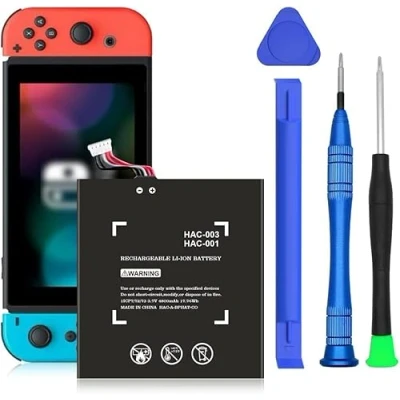 Immagine di HUAENG batteria di ricambio HAC 003 da 4400 mAh per 2017 Nintendo Switch console Handheld 001 gioco ad alta capacità con kit strumenti riparazione