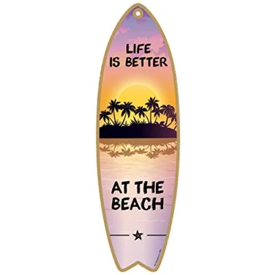 Immagine di Targa in PVC con scritta &quot;Life is better at the beach&quot;, 12,7 x 40,6 cm