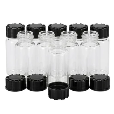 Immagine di Pxyelec Bottiglie in vetro trasparente per campionamento liquido, con tappo a vite, capacità 10 ml, confezione da (trasparente)