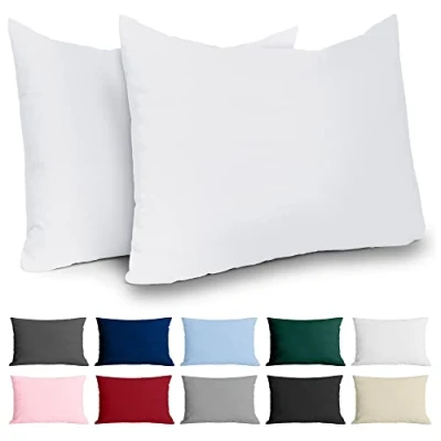 Immagine di Dreamzie Federe 50x70 Cotone Rinforzato (Set da 2) Bianco Trama Fitta a 57 Fili/cm² Cuscini cm Cuscino Certificate Oeko Tex