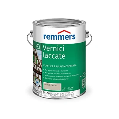 Immagine di Remmers Vernice coprente grigio chiaro, 2,5 litri, smalto a base d&#039;acqua per interno ed esterno, pittura protettiva dagli agenti atmosferici legno, sottofondi minerali e molti altri tipi di supporto