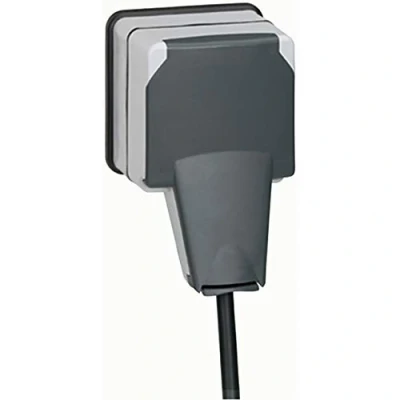 Immagine di Legrand LEG90465 Presa 2P+T con coperchio IP66, 16 A 250 V IP66/IK08 Plexo 66, colore: Grigio