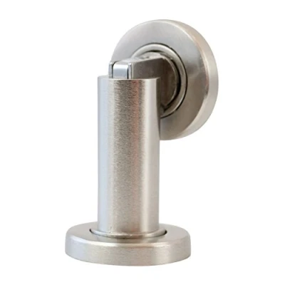 Immagine di Stoppwerk Fermaporta magnetico MS010 ferma porta in acciaio inox include materiale per il fissaggio a pavimento e parete ø 5cm A: 8,4cm