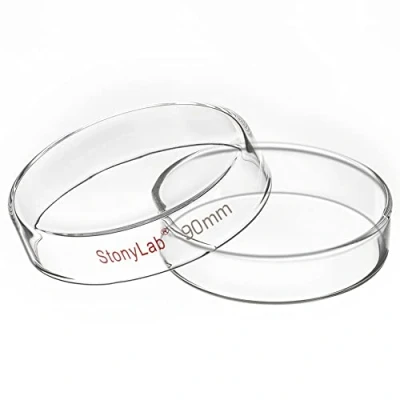 Immagine di stonylab Piastra di Petri Vetro, 90x20 mm per Coltura Cellulare in Vetro Borosilicato Autoclavabile con Coperchio Trasparente Laboratorio