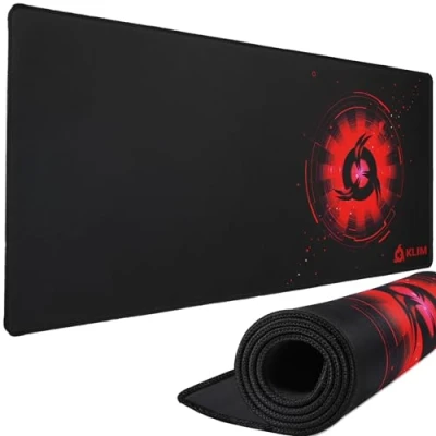 Immagine di KLIM Mousepad XL Superficie estesa Tappetino per mouse Extra Large da Gaming Base in gomma antiscivolo testurizzata ad alta precisione 900 x 400 4 mm Rosso