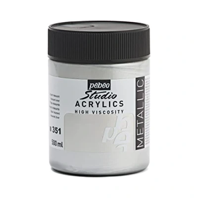 Immagine di PEBEO Studio Acrylics Fine Acrylic Conservazione, Acrilico, Argento, 500 ml (Confezione da 1), unità