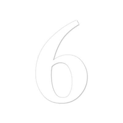 Immagine di Adesivo con numeri n. 6 in bianco, altezza 10 cm, numero di casa autoadesivo, da incollare, per esterni, cassetta delle lettere, porta I resistente alle intemperie, kfz_463_6