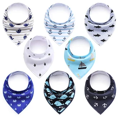 Immagine di SONARIN 8 Pezzi Bavaglino Neonato Bambino Bandana Drool Bavaglini,bavaglini in cotone organico super assorbente