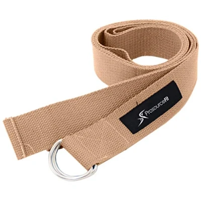 Immagine di ProsourceFit Metal D Ring Yoga Strap 8’ Durable Cotton for Stretching And Flexibility