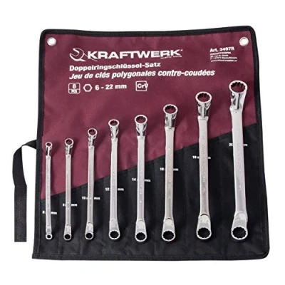 Immagine di Kraftwerk 3497R Set di 8 chiavi a doppio anello, 6 22 mm, custodia arrotolabile
