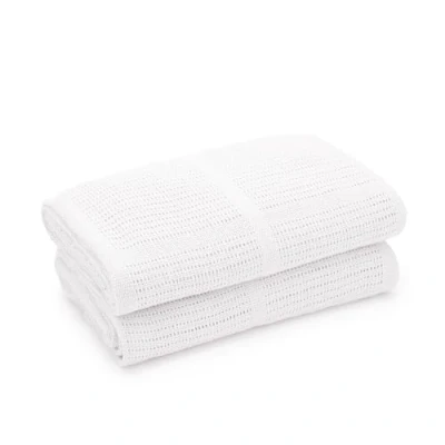 Immagine di Bloomsbury Mill Confezione da due 100% puro cotone biologico Copertine bambino a nido d&#039;ape extra morbide Carrozzina/viaggio/culla portatile Bianco