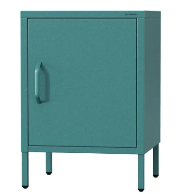 Immagine di Jan Nowak Comodino Camera da Letto in Metallo MIA Piccolo Scintillante con 1 Ripiano Regolabile Armadietto Moderno, Stile Industriale 42,4 x 59,5 40 cm Azzurro