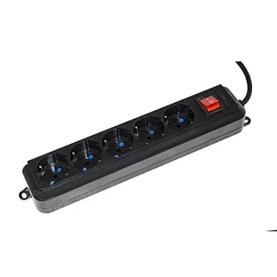 Immagine di LINK LKMP053N Multipresa 5 Prese Universali Ita/Schuko 10/16 a Spina 16 con Interruttore Cavo Mt 3 Colore Nero