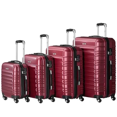 Immagine di set di valigie Zelsius 4 pezzi, rosso valigia rigida in ABS con chiusura a combinazione, ruote e divisorio interno mano, rigide trolley, grande