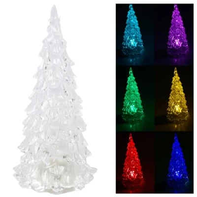 Immagine di TRIXES Piccola Lampada a Forma di Albero Natale Decorativa da Tavolo Trasparente LED Lampeggiante