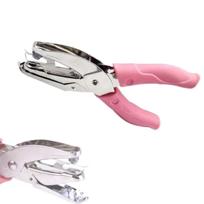 Immagine di Perforatore a Foro Rotondo Singolo, Forbicine per un Solo Foro, Fori Rotondi Singoli Carta, Circolare Portatile Rosa, Manuale
