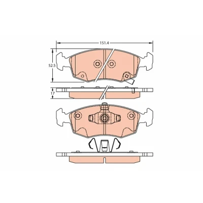 Immagine di TRW GDB2301 Kit pastiglie freno con segnalatore acustico usura