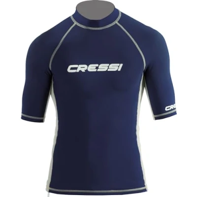 Immagine di Cressi Rash Guard Man, Maglia Protettiva con Maniche Corte in Speciale Tessuto Elastico, Protezione Solare UV (UPF) 50+ Uomo, Bianco, S/2 (48)
