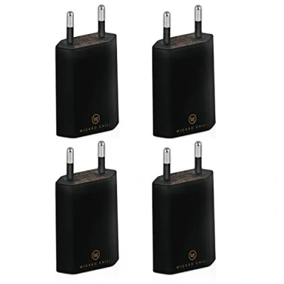 Immagine di Wicked Chili 4X PRO Series Power Adapter USB Compatibile con Apple iPhone, Samsung Galaxy/Mobile Phone Charger, Smartphone Plug (1A, 5V) Nero