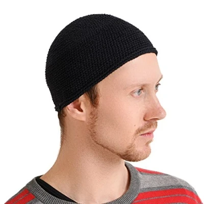 Immagine di CHARM Kufi Hat Berretto da Uomo in Cotone con Teschio, Realizzato a Mano, 2 Taglie, Nero, M