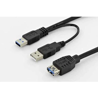 Immagine di Digitus Cavo USB 3.2 Gen1 (USB 3.0) Spina A, Presa A 0.30 m Nero tondo, doppia schermatura DB 300140 003 S
