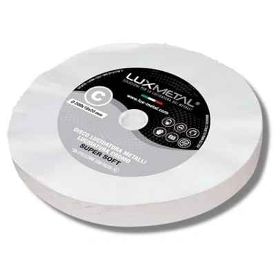 Immagine di Lux Metal Disco Lucidatura In Cotone Super Soft 200 mm Dischi Per Lucidare A Specchio Alluminio Cromature Metalli Acciaio Inox Ruota Lucidante Da Mola Ottone Rame Ferro Legno Marmo Plexiglass