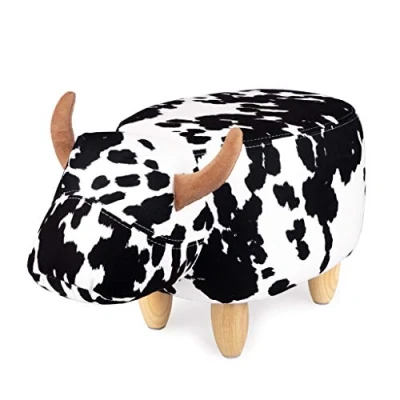 Immagine di Balvi Sgabello La Vache Colore Nero/Bianco A Forma di Mucca Game in Legno Poliestere/Legno
