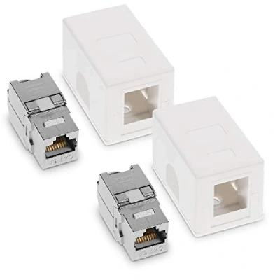 Immagine di kwmobile 2X Scatole Cavi Ethernet Modulo Keystone RJ45 Integrato per Presa di Rete Cat6A 10Gbit LAN / 500MHz Ingresso Femmina Singolo Bianco