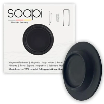 Immagine di Soapi Portasapone magnetico sospeso nero I supporto da parete per colla sapone sostenibile senza fori