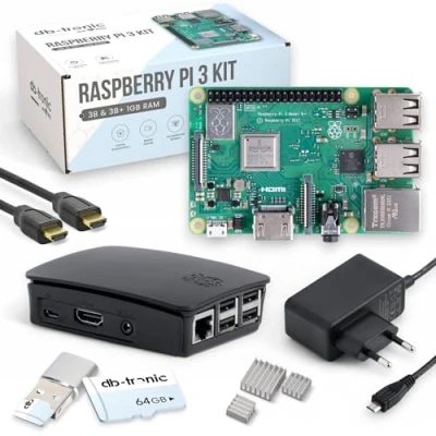 Immagine di Raspberry Pi 3 B+ Starter Set Alimentatore Alloggiamento Scheda SD da 64 GB Cavo HDMI 4K 1 RAM