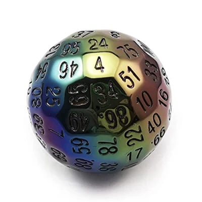 Immagine di Bescon Metal Plating 100 Sided Dice, Game Dice D100, Polyhedral Solid Sides 45MM in Diameter (1.8inch)