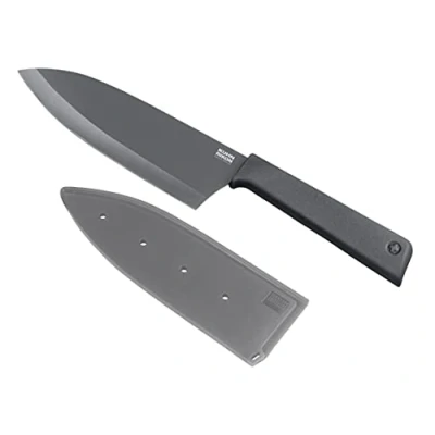 Immagine di KUHN RIKON Colori+ Coltello Santoku Antiaderente Grande con Guaina di Sicurezza, 22 cm, Grigio