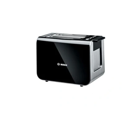 Immagine di Bosch Tostapane Styline TAT8613N integrato, funzione di sollevamento, scongelamento, spegnimento automatico, centraggio del pane, 800 W, acciaio inox/nero