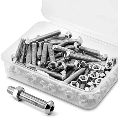 Immagine di (40 Set) M5 x 30mm Kit di Viti Bulloni a Brugola e Dadi in Acciaio Inox 304,Vite testa Bottone cilindrica con esagono incassato