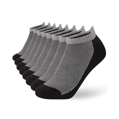 Immagine di FM London Confezione da 8 Calzini Uomo Corti in Bamboo Calze Running Super Morbide, Traspiranti e Resistenti agli Odori con Protezione sul Tallone, Nero, 39 42 EU