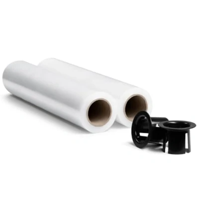 Immagine di RAGO® Pellicola Imballaggio 0,85 kg 2 pezzi 7,5 x 40 cm Film estensibile I trasloco trasparente Plastica per con dispenser