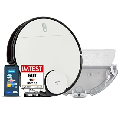 Immagine di MEDION Robot Aspirapolvere lava pavimenti con mappatura X40 SW (8000Pa, 2 in 1, Zone Go &amp; No Go, Più Piani)