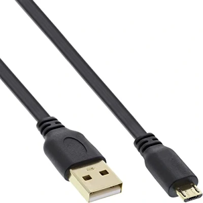 Immagine di InLine 21456 Cavo Micro USB 2.0, Piatto, Type a Maschio B Maschio, 2 m, Nero