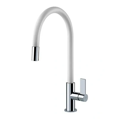 Immagine di Franke Miscelatore Monocomando Lavello con erogatore Estraibile Ambient Evo 115.0373.949 Chrome/Weiß, Metallo, 409x216 mm