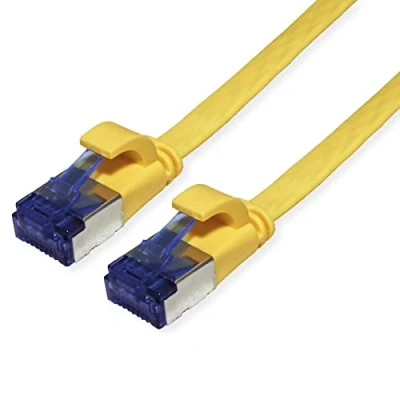 Immagine di Value 21.99.2131 RJ45 cavo di rete, patch CAT 6A F/UTP 1.00 m Giallo Schermato, piatto, contatti connettore dorati 1 pz.