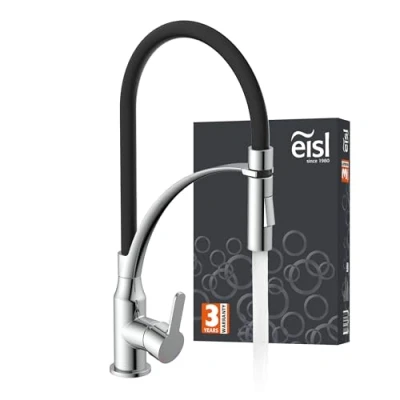 Immagine di EISL NI183CARCRB CARNEO rubinetto da cucina con doccetta estraibile, per il risparmio dell&#039;acqua, orientabile, miscelatore monocomando, cromato nero