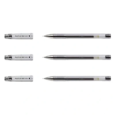 Immagine di Pilot Penne a sfera inchiostro gel con punta micro da 0,4 mm, G Tec C4, 3 pz, colore: nero
