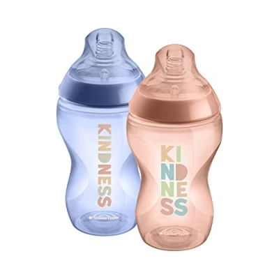 Immagine di Tommee Tippee Closer to Nature Baby Bottles, Medium Flow Breast Like Teat with Anti Colic Valve, 340ml, Pack of 2, Clear